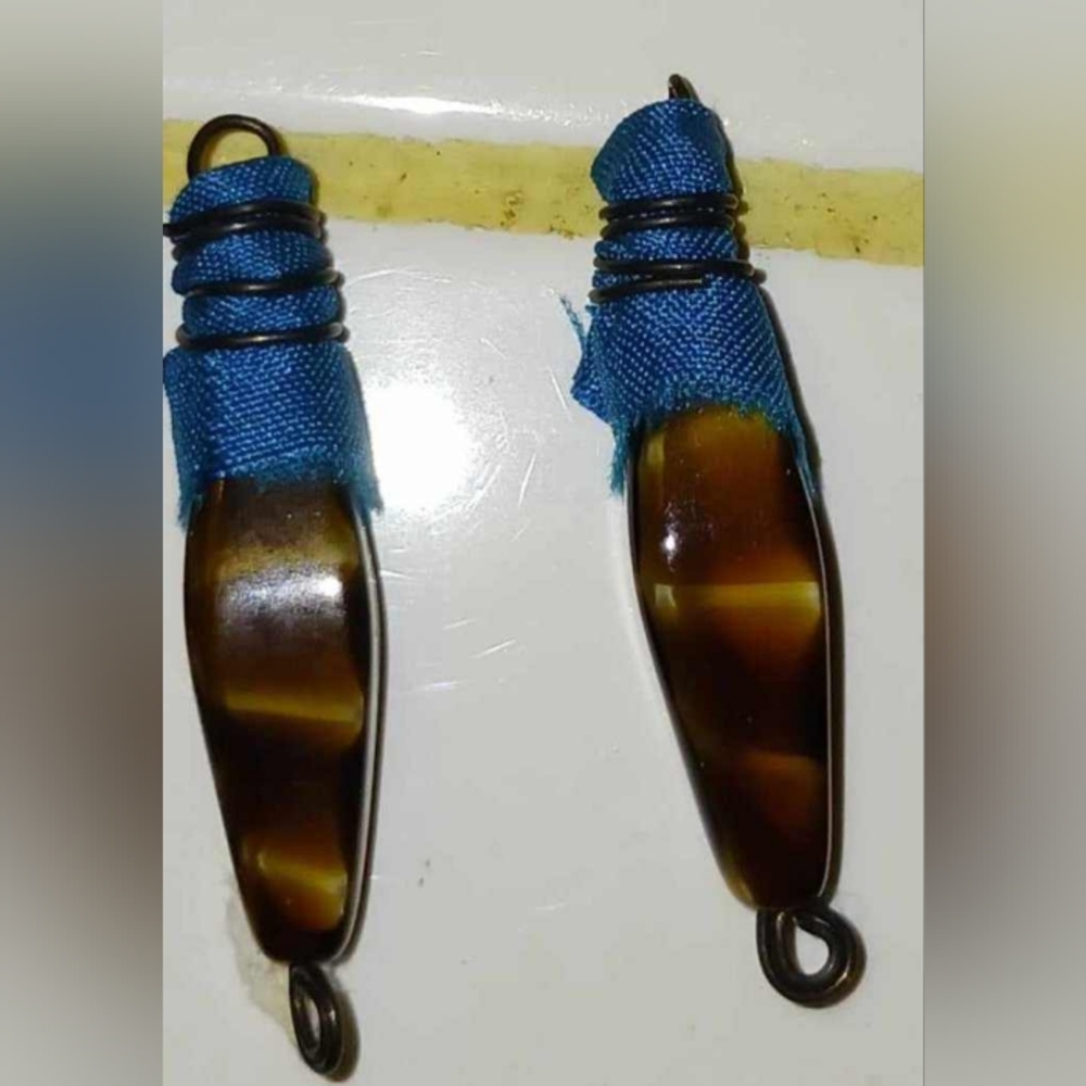 Handmade Czech Glass Jewelry Components with Silk Ribbon Detail